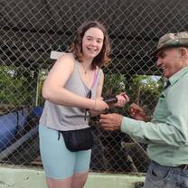 Girl holding an animal
