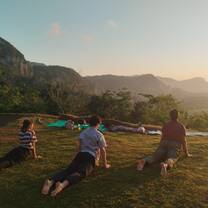 People doing sunrise yoga