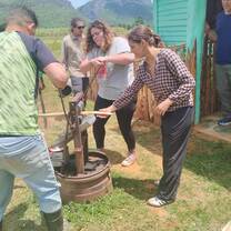 Students making juice