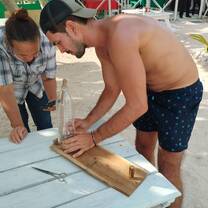 Man using reciclable materials