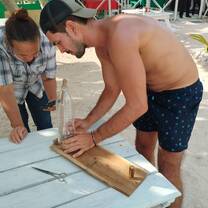 Man using reciclable materials