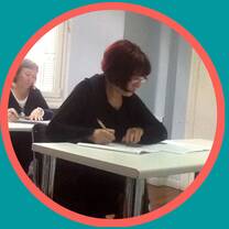 Woman taking at exam