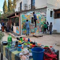 Volunteers painting the school