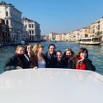 Students at water taxi in Venice