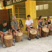 Students learning to traditional drumming