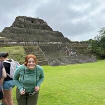Student smiling for the camera at Xunantunich Archeological Reserve