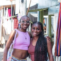 Students at the local farmers market and souvenir shops.