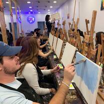 Students enjoy glow painting in Spain
