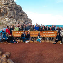 Large group of students gather in South Africa