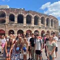Students in front of the Colosseum