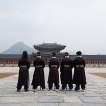 Group of students in front of temple