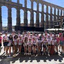 Group photo at Roman Aqueduct, Segovia