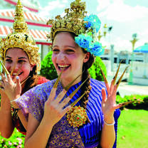 Two students in traditional dress