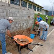 Volunteers working on construction