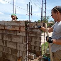 Volunteer working on construction