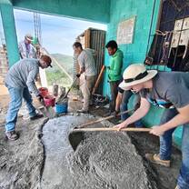 Volunteers working on construction