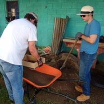 Volunteers at a construction site