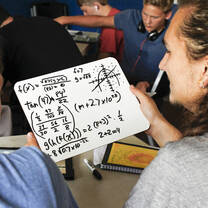 Student in math class