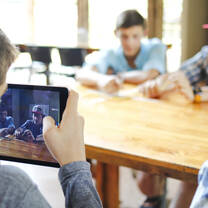 Student using technology in class