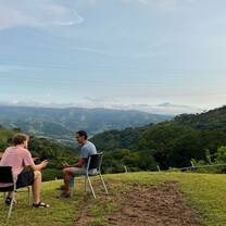 Individual counseling outdoors on campus