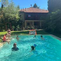 Relaxing pool session in Chester College's summer camp