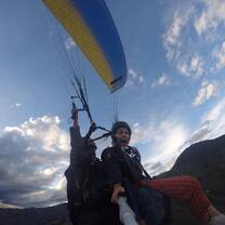 a paraglider takes a selfie 
