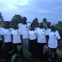 Team members in the garden