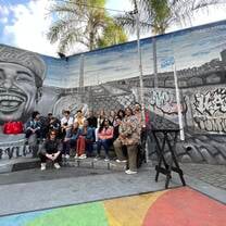 CET Brazil students on a tour looking at street art