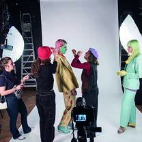Students using the photography space 