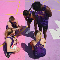 Brighton Panther sports team students on the basketball courts 