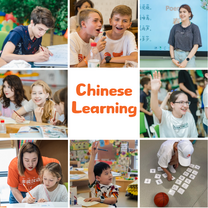 Students learning Chinese collage