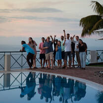 Group photo by the pool