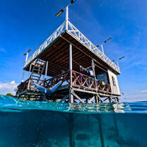 turquoise waters at our jetty