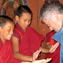 Foreigner with Buddhist Student