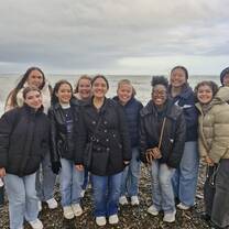 Students heading to the stoney beach of Bray, Wicklow