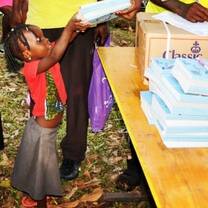 On one of our hand-outs for scholastic materials in Kaliro- Uganda 