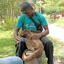 Volunteer with a monkey