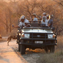 Students at safari truck