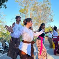 Participants learning traditional Balinese dance
