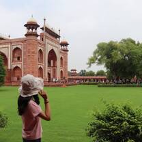A volunteer taking in the beauty of Indian architecture while learning about our vast history