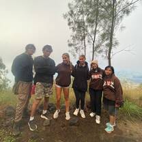 Participants embarking on a hiking adventure for a sunrise on the volcano