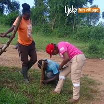 Staff members overseeing development in food forest