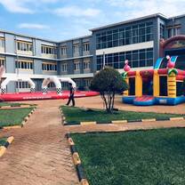 Bouncing castle in front of school