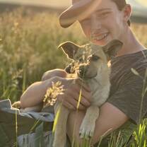 VISIONS Montana Blackfeet Participant with a foster puppy