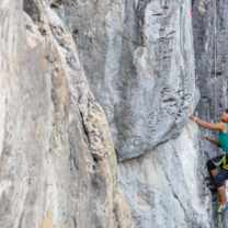 Women rock climbing in Thailand