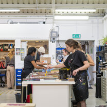 Students at print room