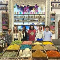 Group of 7 APA Multi-Country students at a spice market in Morocco.