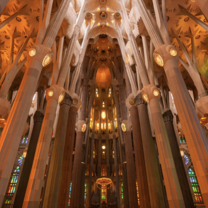 Inside the Sagrada Familia Catholic Cathedral in Spain