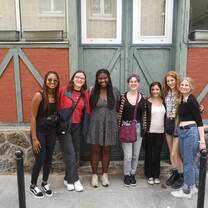 APA Multi-Country group of 7 students near the APA Paris office in France. 
