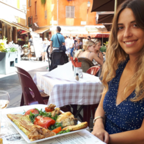 Woman having lunch